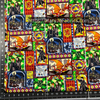 Harry Potter Fabric 16028540 Stained Glass Dragon - Mary Jo Fabrics
