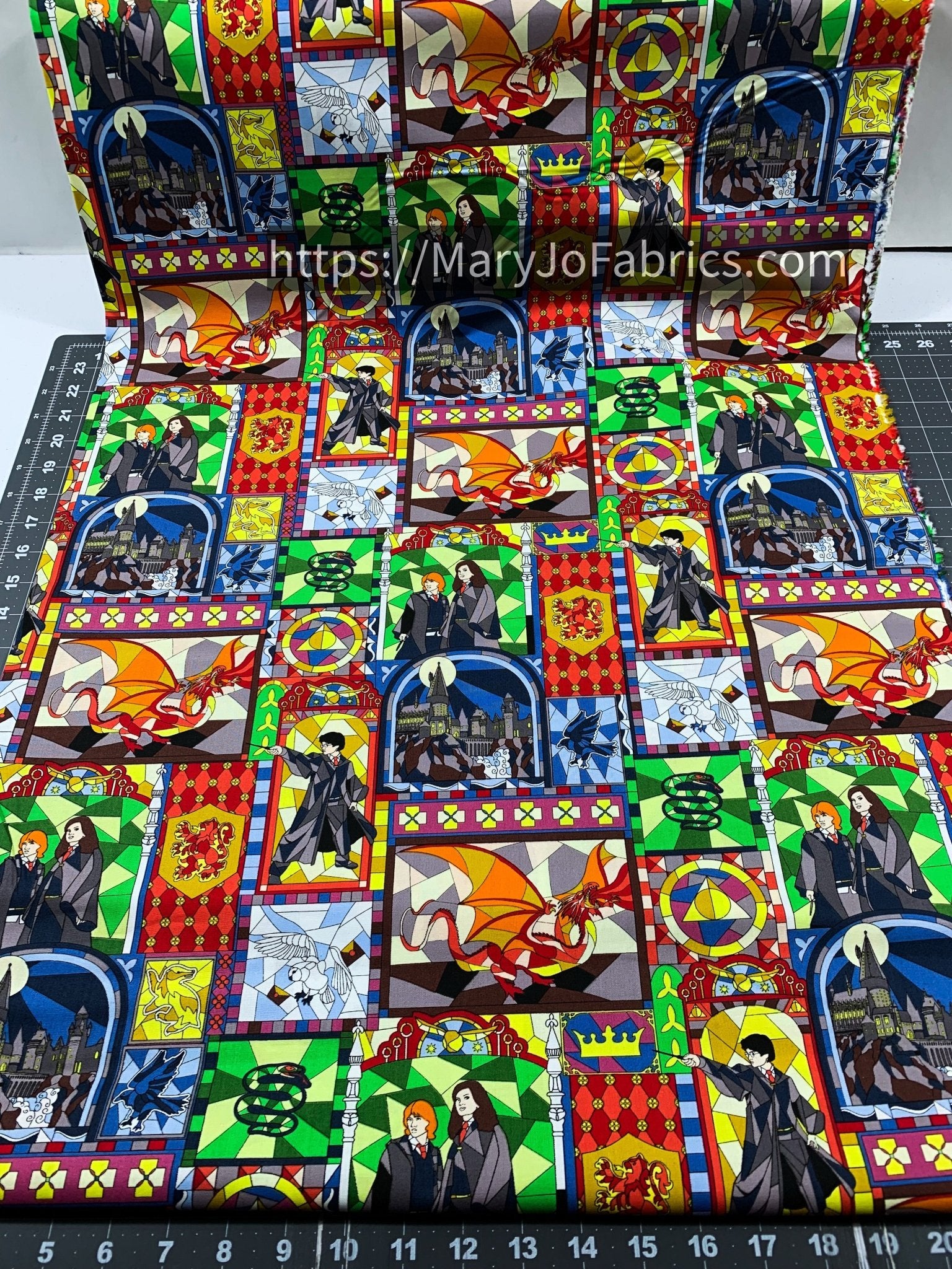 Harry Potter Fabric 16028540 Stained Glass Dragon - Mary Jo Fabrics