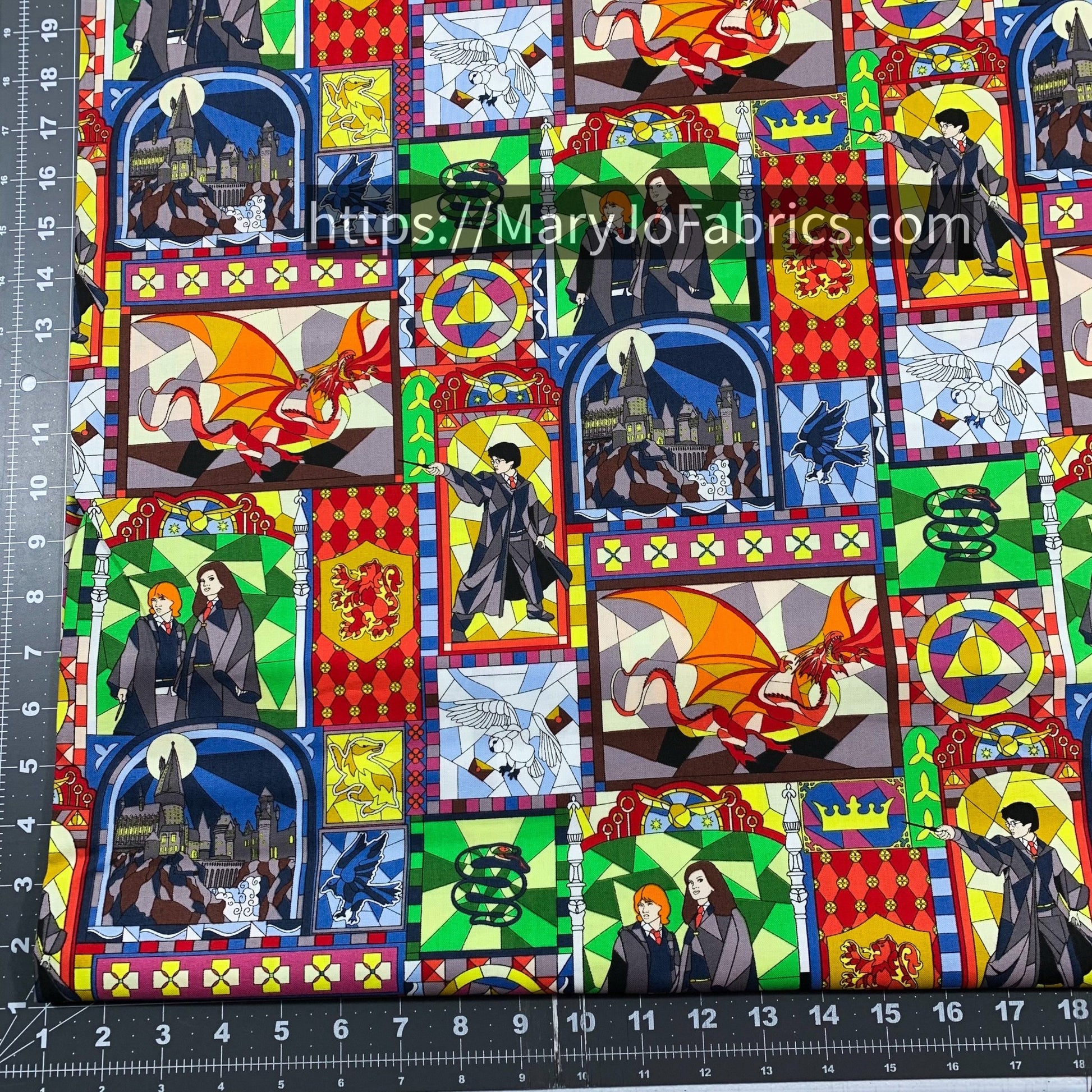 Harry Potter Fabric 16028540 Stained Glass Dragon - Mary Jo Fabrics