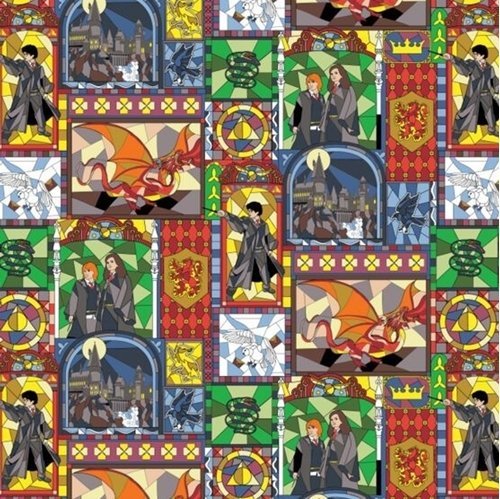Harry Potter Fabric 16028540 Stained Glass Dragon - Mary Jo Fabrics
