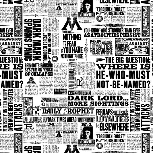 Harry Potter Fabric 16028573 The Daily Prophet Newspaper - Mary Jo Fabrics