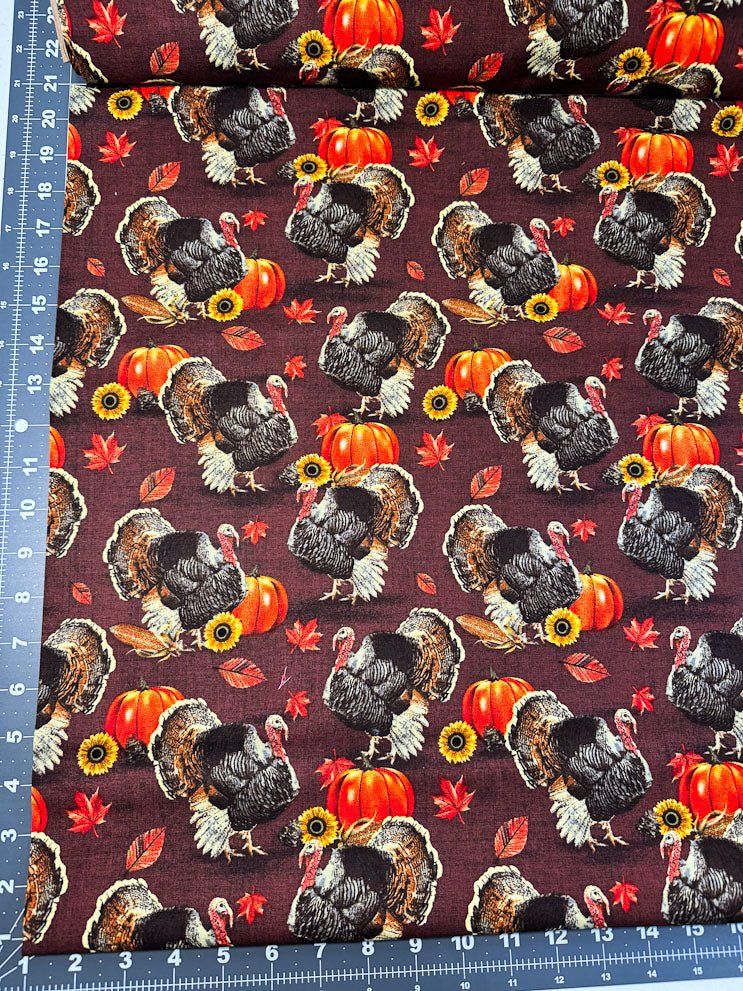 Harvest Turkey fabric DX - 1321 - OC - 2 Turkey Town Thanksgiving fabric - Mary Jo Fabrics