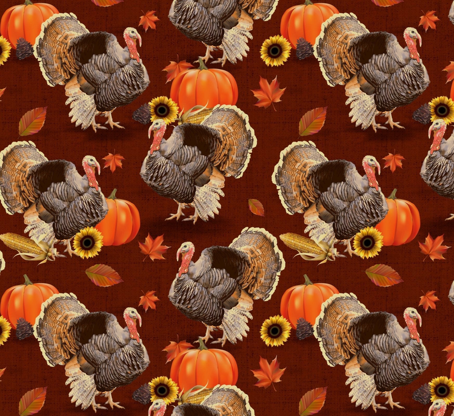 Harvest Turkey fabric DX - 1321 - OC - 2 Turkey Town Thanksgiving fabric - Mary Jo Fabrics