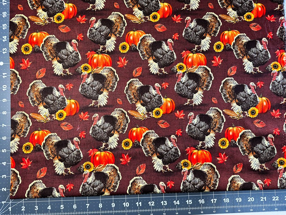 Harvest Turkey fabric DX - 1321 - OC - 2 Turkey Town Thanksgiving fabric - Mary Jo Fabrics