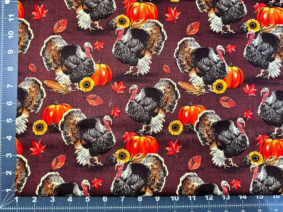 Harvest Turkey fabric DX - 1321 - OC - 2 Turkey Town Thanksgiving fabric - Mary Jo Fabrics