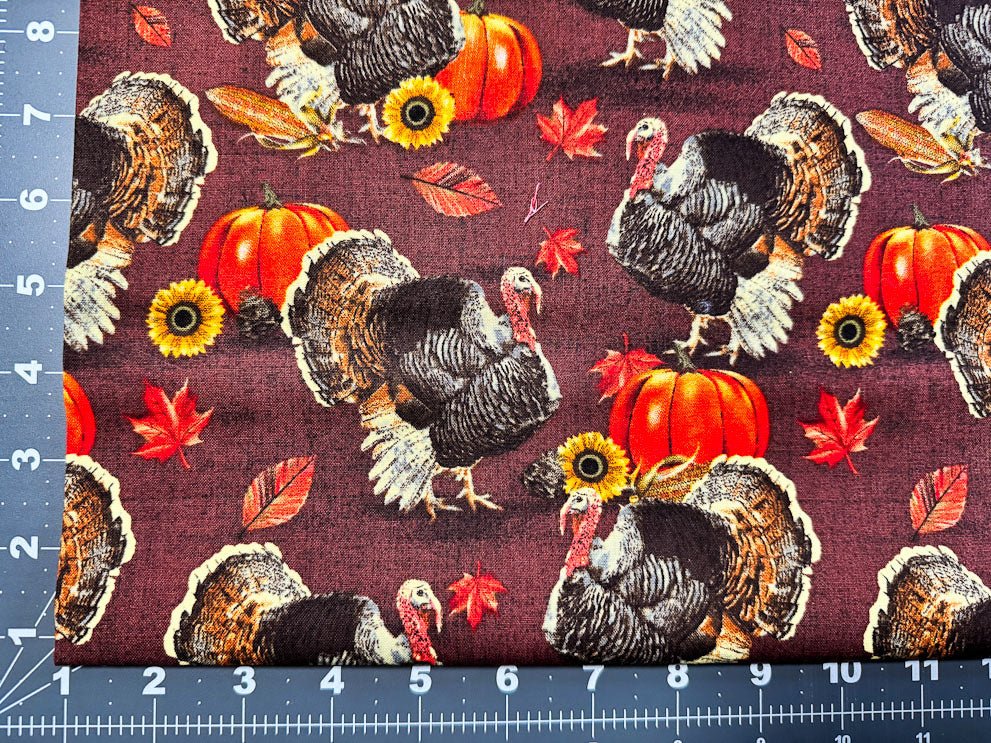 Harvest Turkey fabric DX - 1321 - OC - 2 Turkey Town Thanksgiving fabric - Mary Jo Fabrics