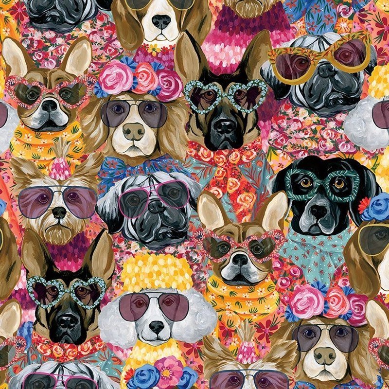 High Fashion Dog Cotton Fabric CD4179 Cute Puppy Dogs - Mary Jo Fabrics