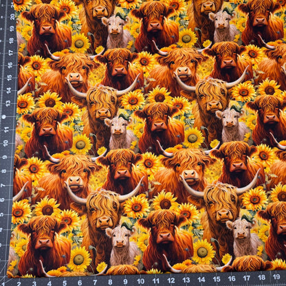 Highland cow fabric DX - 6665 - 4C Brown cow cotton fabric - Mary Jo Fabrics