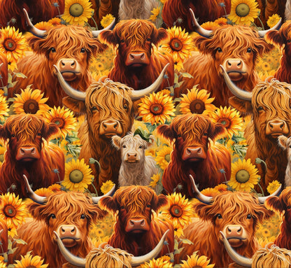 Highland cow fabric DX - 6665 - 4C Brown cow cotton fabric - Mary Jo Fabrics