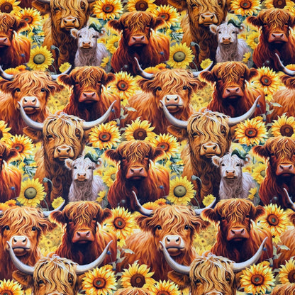 Highland cow fabric DX - 6665 - 4C Brown cow cotton fabric - Mary Jo Fabrics