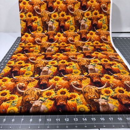 Highland cow fabric DX - 6665 - 4C Brown cow cotton fabric - Mary Jo Fabrics