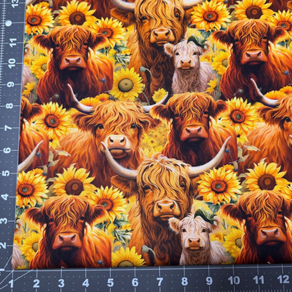 Highland cow fabric DX - 6665 - 4C Brown cow cotton fabric - Mary Jo Fabrics
