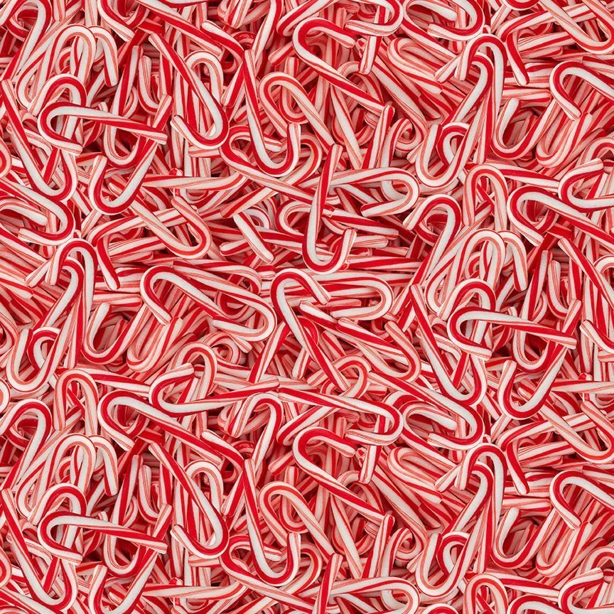 Holiday Candy Cane fabric CD2962 Red Candy Canes cotton fabric - Mary Jo Fabrics