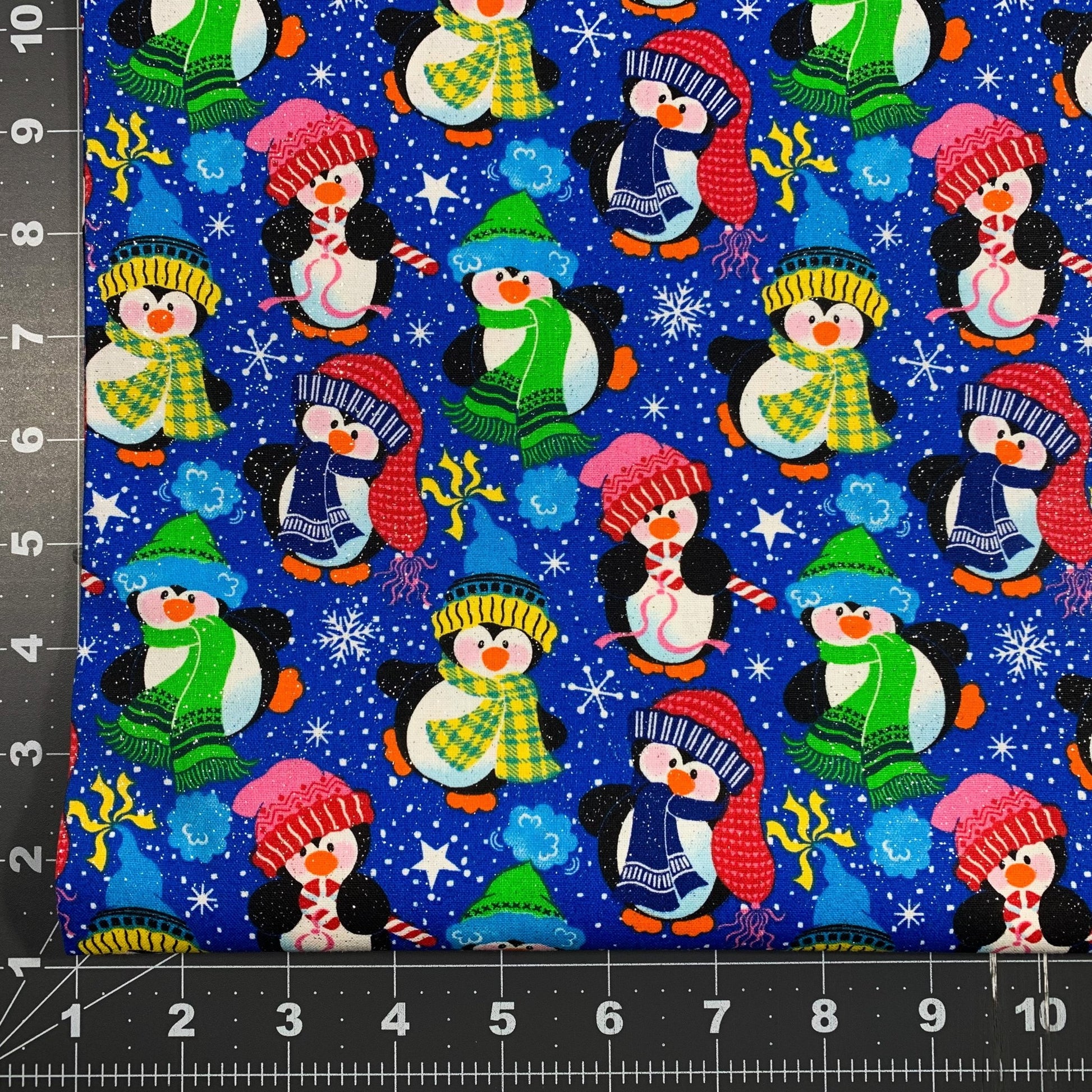 Holiday Penguin Fabric 17908 BS Penguins with Glitter Fabric - Mary Jo Fabrics