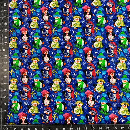 Holiday Penguin Fabric 17908 BS Penguins with Glitter Fabric - Mary Jo Fabrics