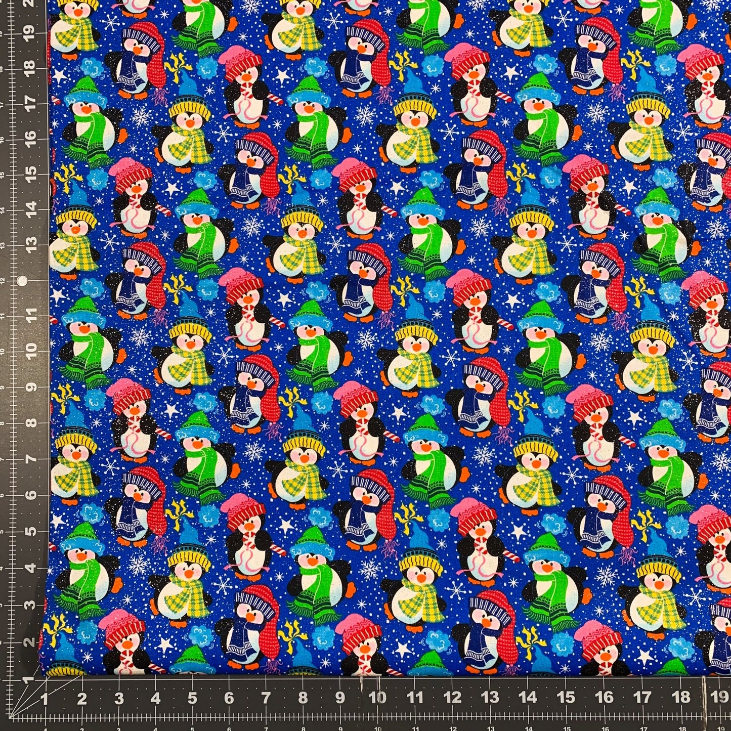 Holiday Penguin Fabric 17908 BS Penguins with Glitter Fabric - Mary Jo Fabrics
