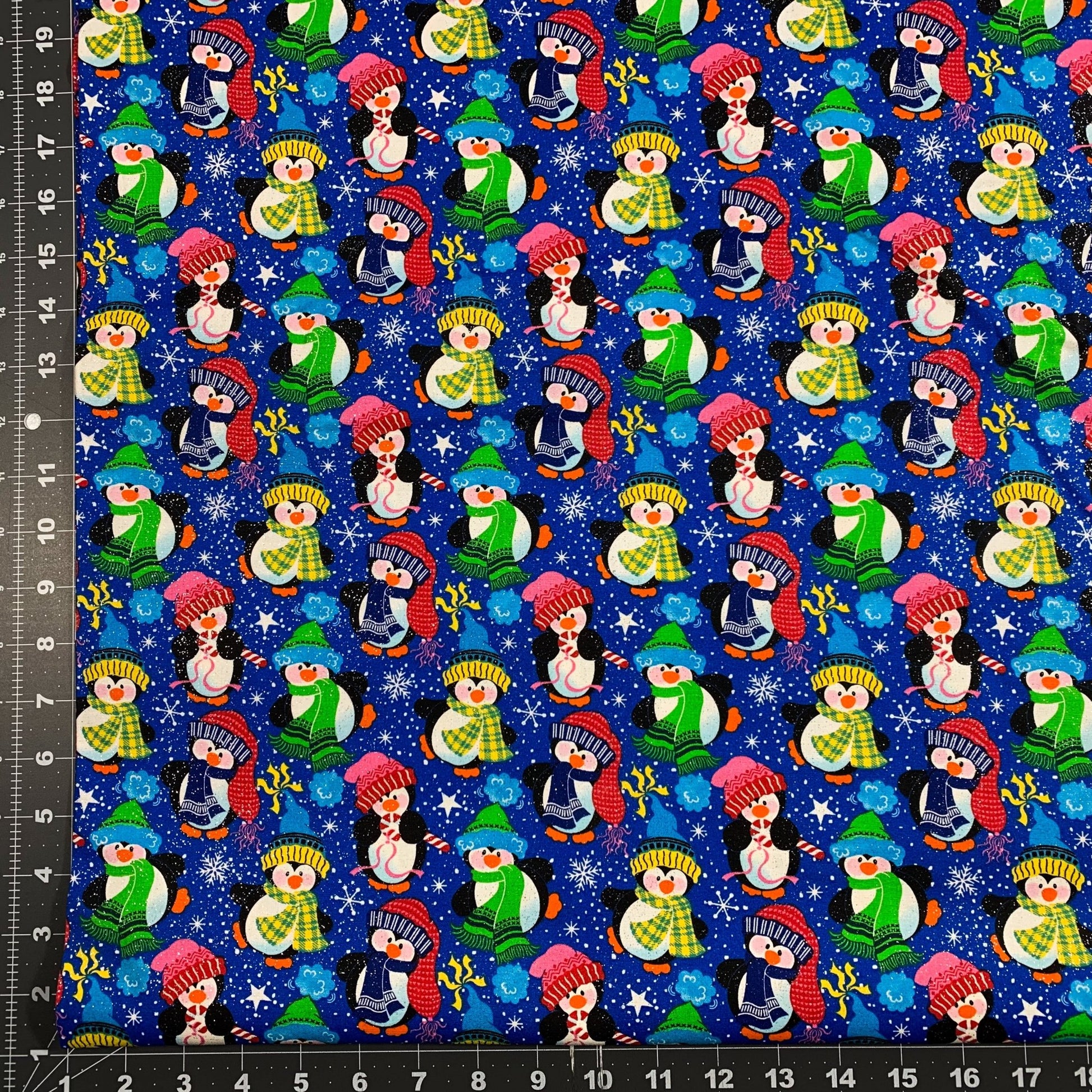 Holiday Penguin Fabric 17908 BS Penguins with Glitter Fabric - Mary Jo Fabrics