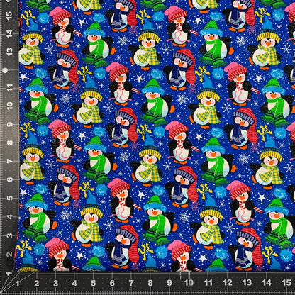 Holiday Penguin Fabric 17908 BS Penguins with Glitter Fabric - Mary Jo Fabrics