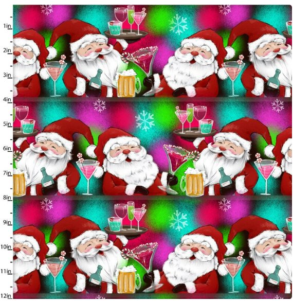 Holiday Spirits Santa fabric Cheers Drinks - Mary Jo Fabrics