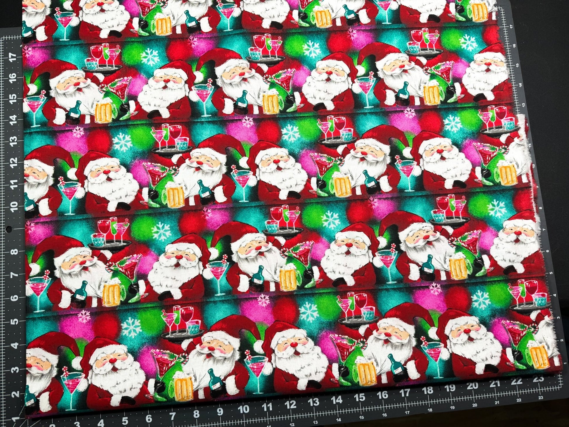 Holiday Spirits Santa fabric Cheers Drinks - Mary Jo Fabrics