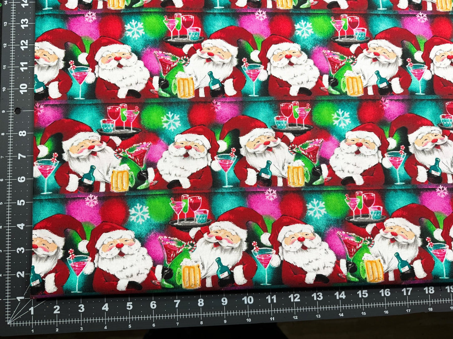 Holiday Spirits Santa fabric Cheers Drinks - Mary Jo Fabrics