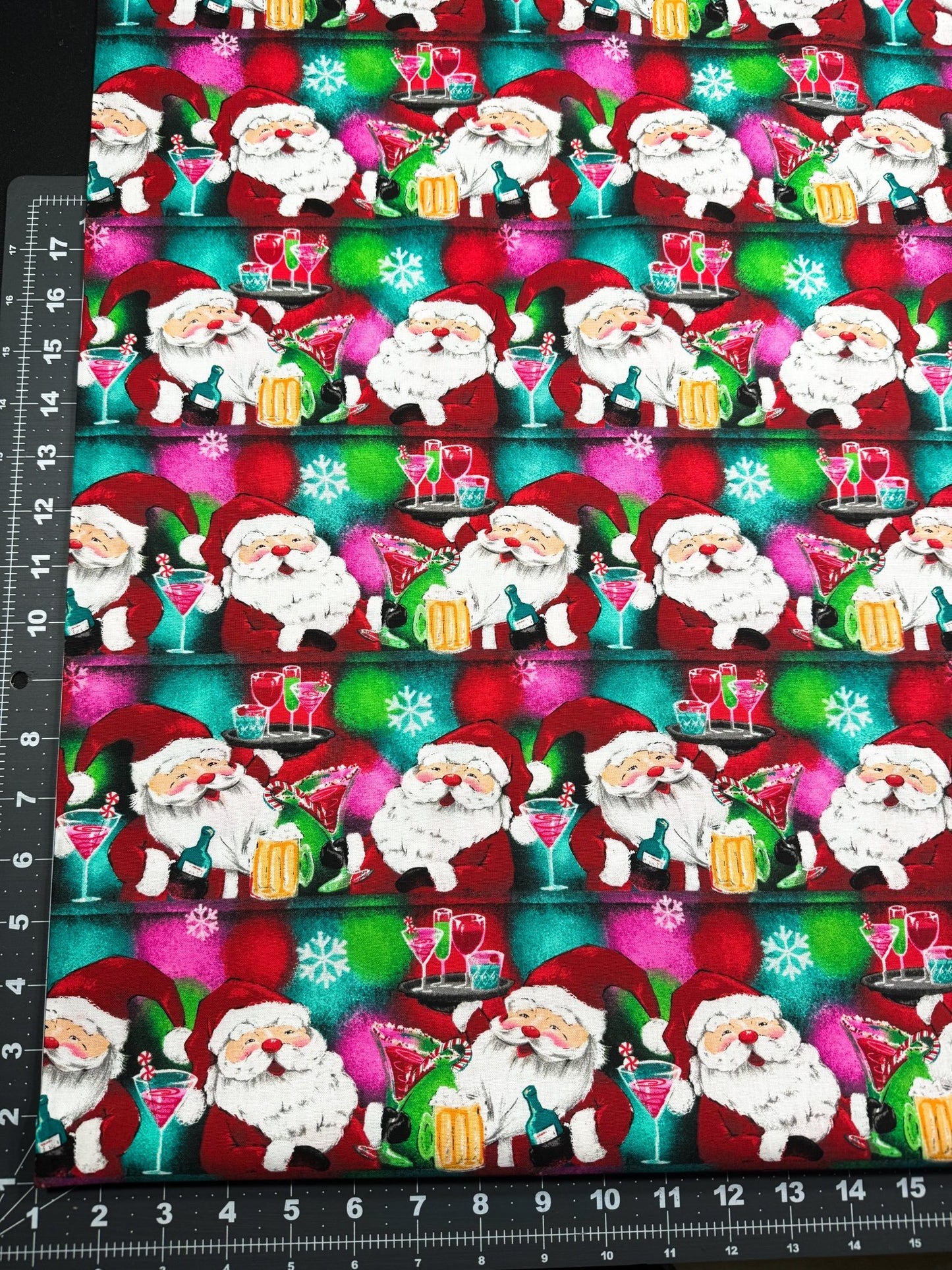 Holiday Spirits Santa fabric Cheers Drinks - Mary Jo Fabrics