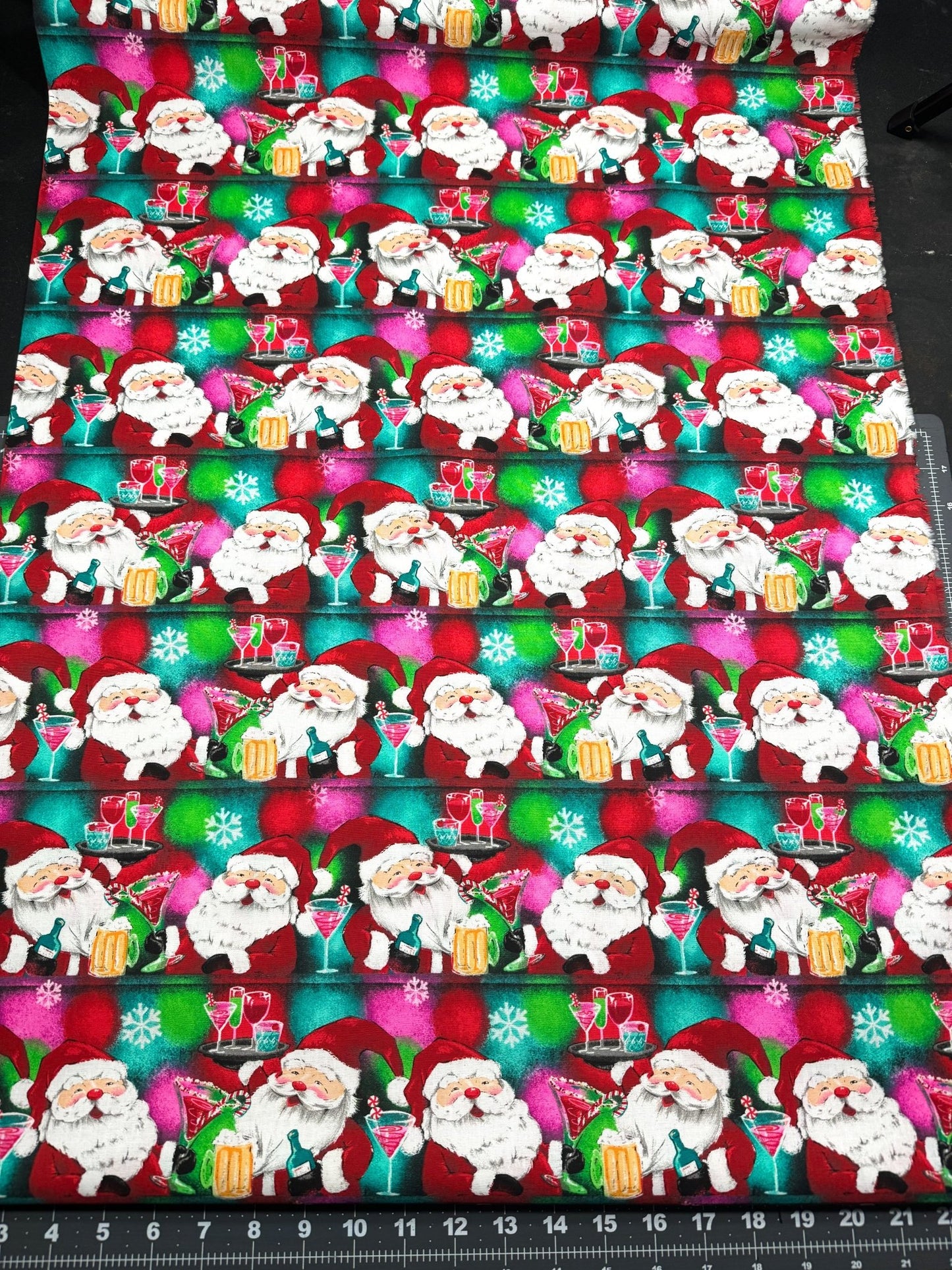 Holiday Spirits Santa fabric Cheers Drinks - Mary Jo Fabrics