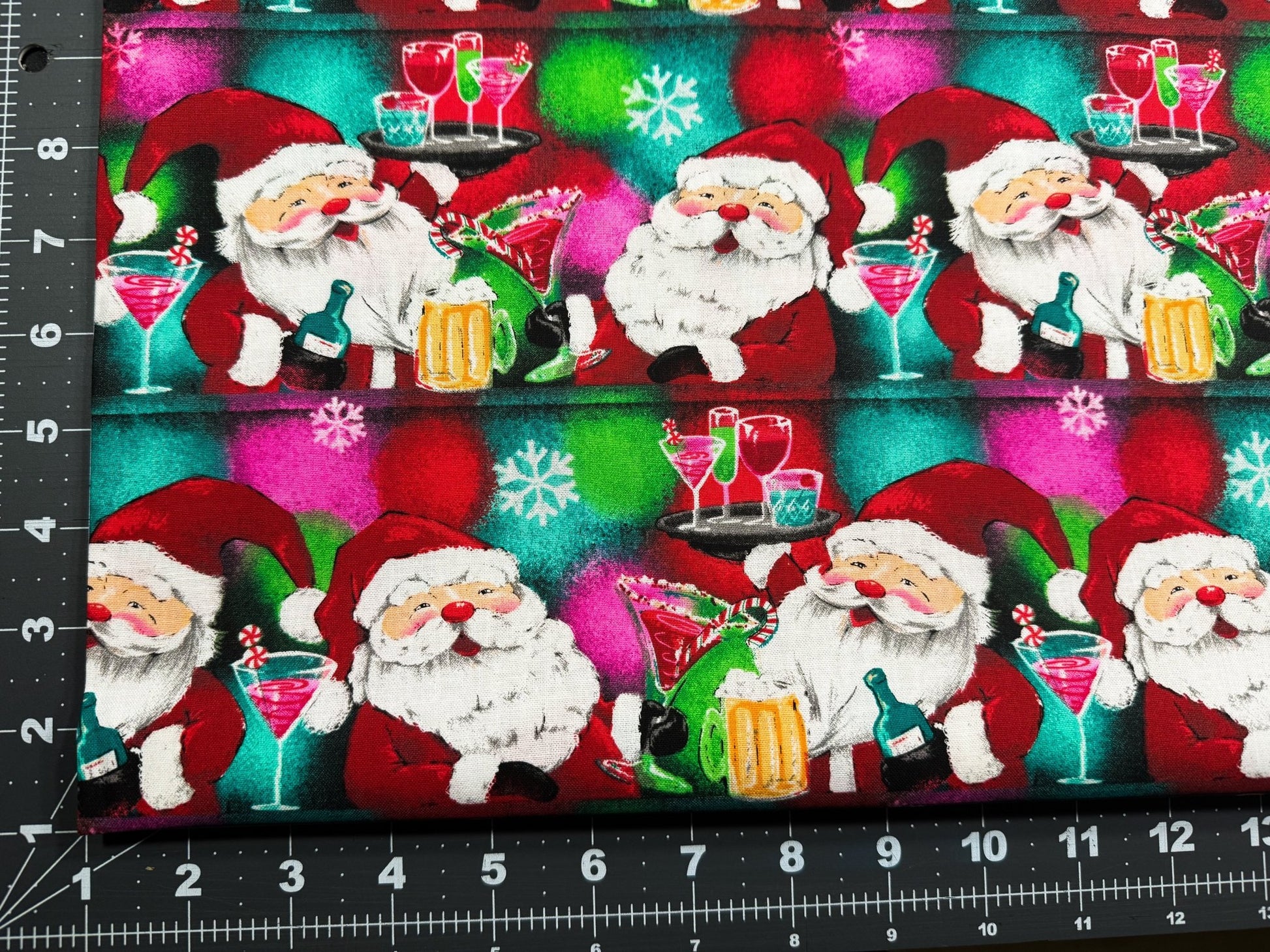 Holiday Spirits Santa fabric Cheers Drinks - Mary Jo Fabrics