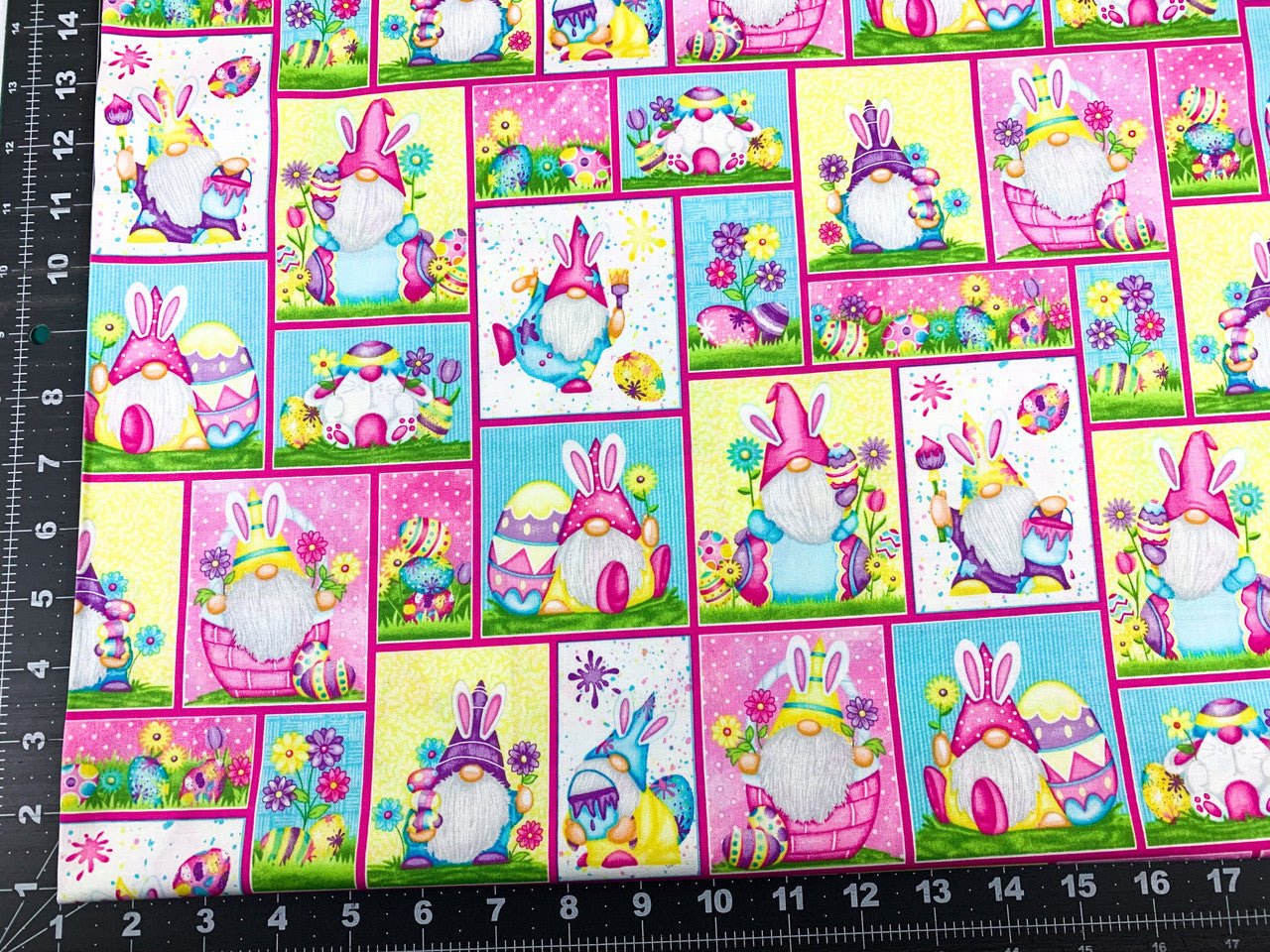 Hoppy Easter Gnome fabric 562 - 21 Patchwork Easter fabric - Mary Jo Fabrics