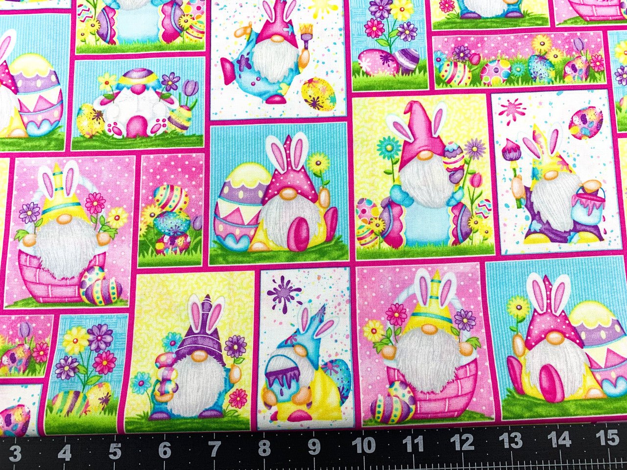 Hoppy Easter Gnome fabric 562 - 21 Patchwork Easter fabric - Mary Jo Fabrics