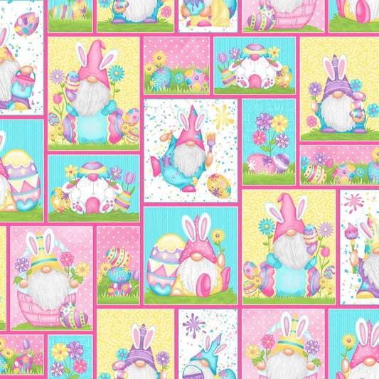 Hoppy Easter Gnome fabric 562 - 21 Patchwork Easter fabric - Mary Jo Fabrics