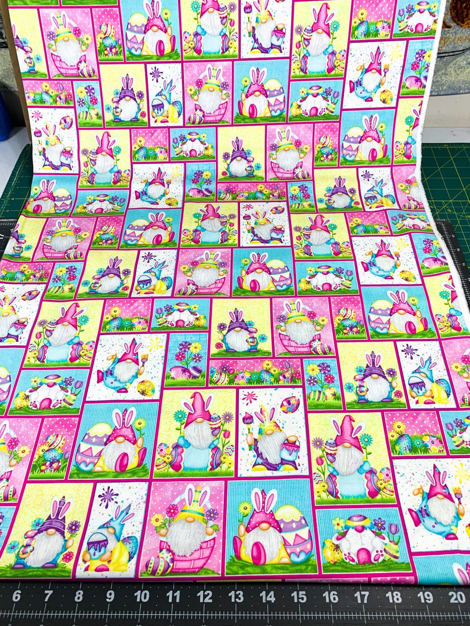 Hoppy Easter Gnome fabric 562 - 21 Patchwork Easter fabric - Mary Jo Fabrics