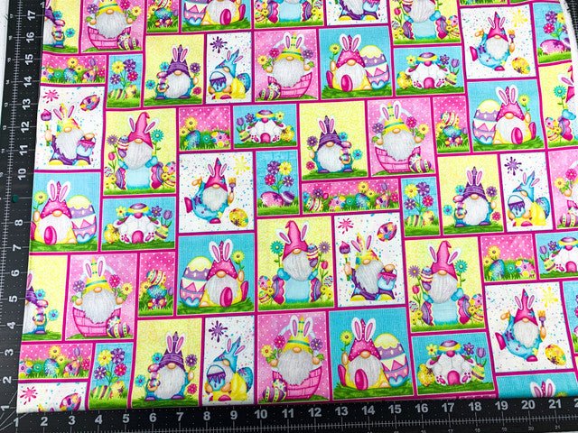 Hoppy Easter Gnome fabric 562 - 21 Patchwork Easter fabric - Mary Jo Fabrics