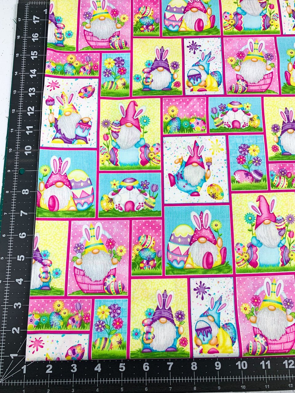 Hoppy Easter Gnome fabric 562 - 21 Patchwork Easter fabric - Mary Jo Fabrics