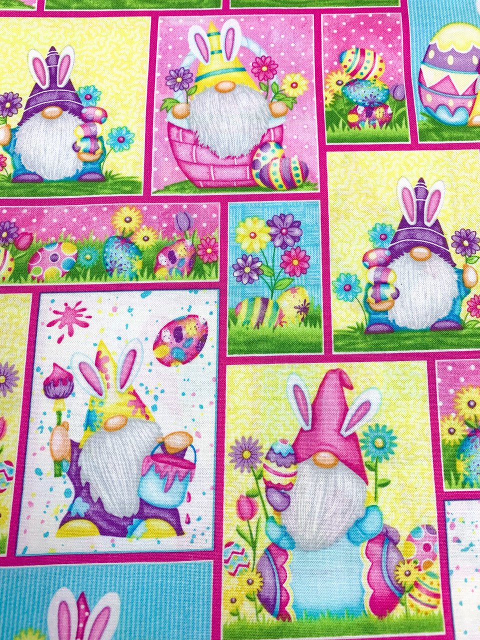 Hoppy Easter Gnome fabric 562 - 21 Patchwork Easter fabric - Mary Jo Fabrics