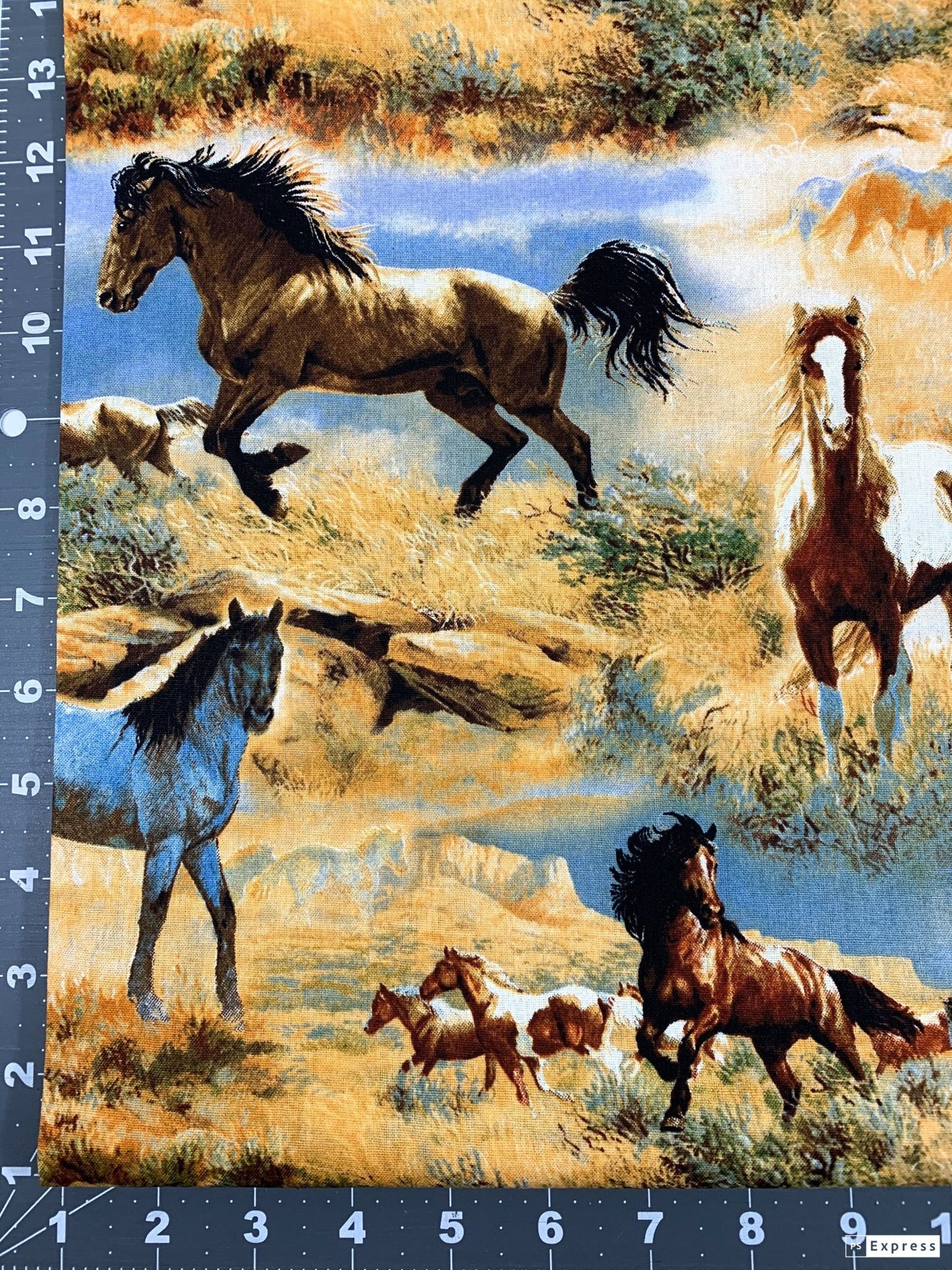 Horse fabric WW - 3060 - 6C Horses in the Prairies - Mary Jo Fabrics