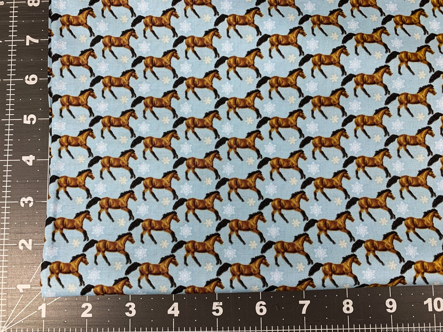 Horse Whisperer horse fabric 5683 - 13 Horses and Snowflakes - Mary Jo Fabrics