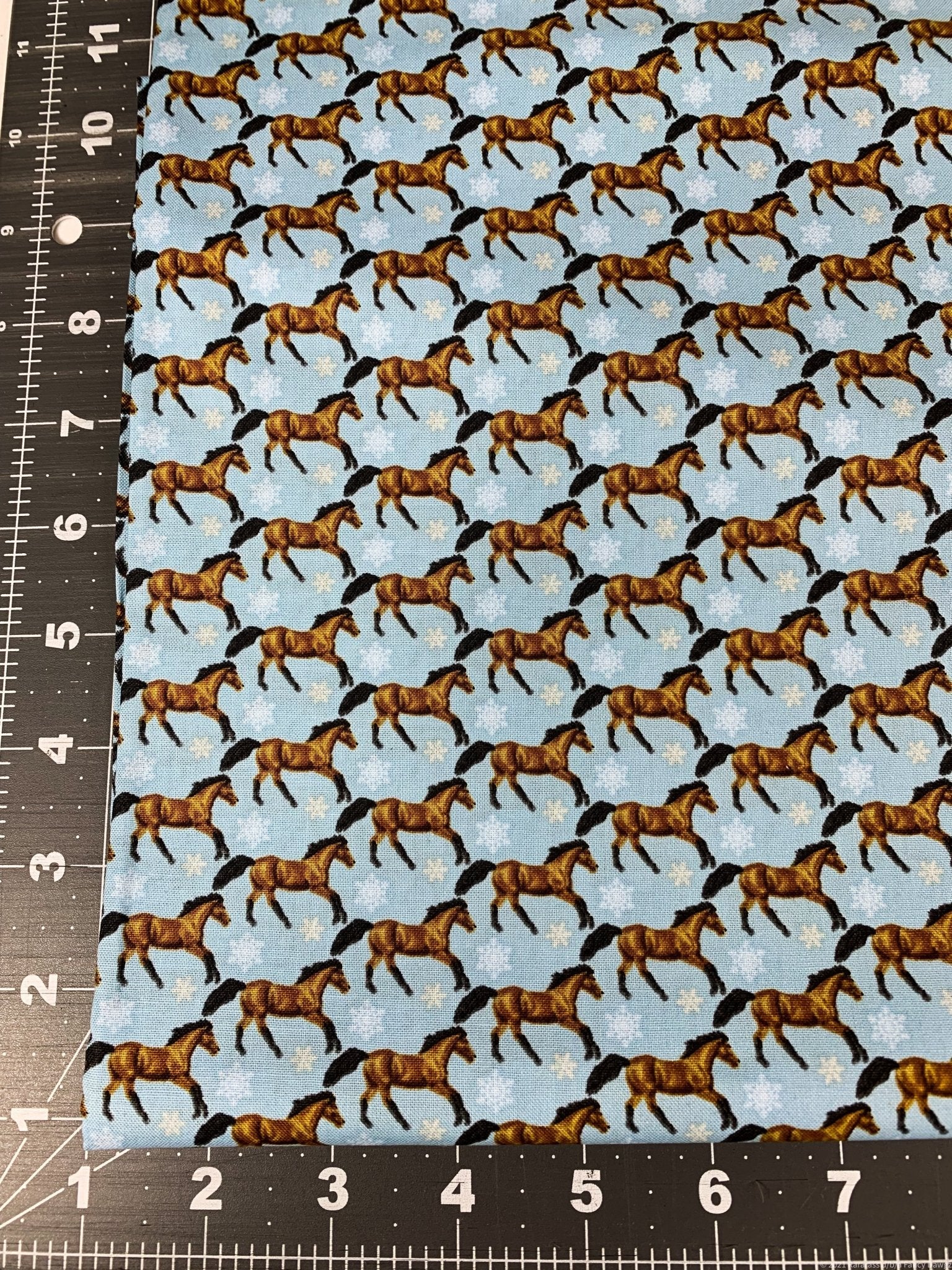 Horse Whisperer horse fabric 5683 - 13 Horses and Snowflakes - Mary Jo Fabrics