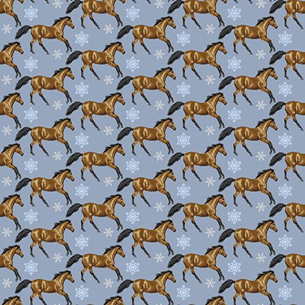 Horse Whisperer horse fabric 5683 - 13 Horses and Snowflakes - Mary Jo Fabrics