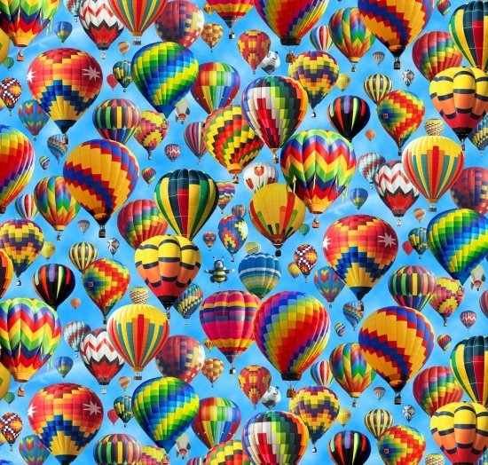 Hot Air Balloons Fabric 618 Blue Up in the Air - Mary Jo Fabrics