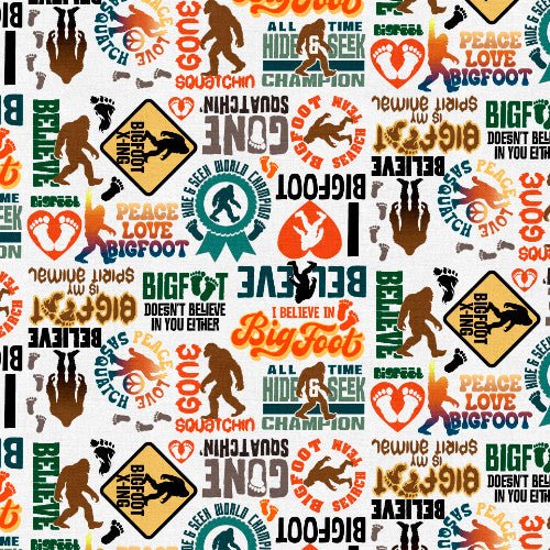 I Believe in Bigfoot Cotton Fabric 23816 Legendary Loner - Mary Jo Fabrics