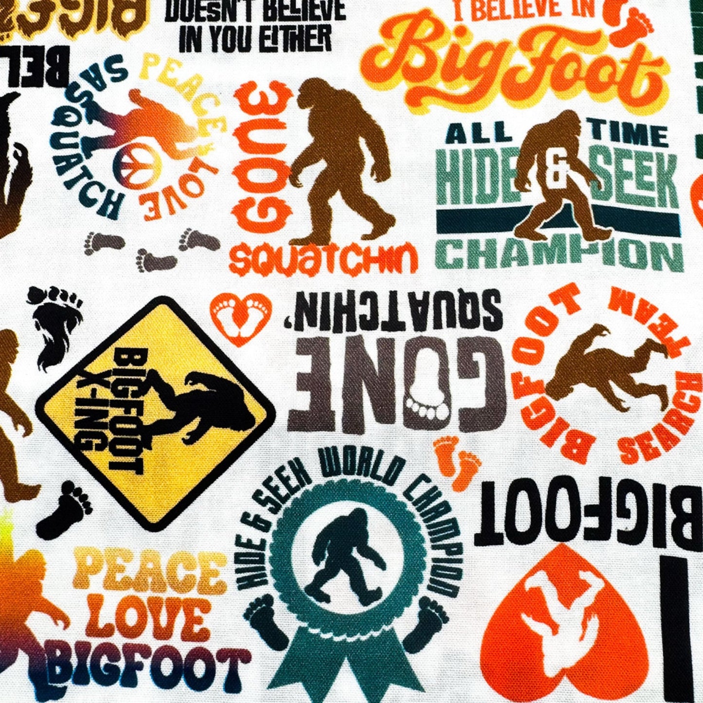 I Believe in Bigfoot Cotton Fabric 23816 Legendary Loner - Mary Jo Fabrics