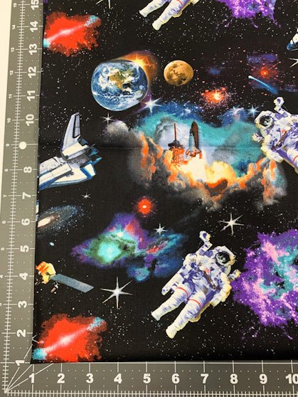 In Space fabric 1298 Astronaut fabric - Mary Jo Fabrics