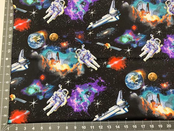 In Space fabric 1298 Astronaut fabric - Mary Jo Fabrics