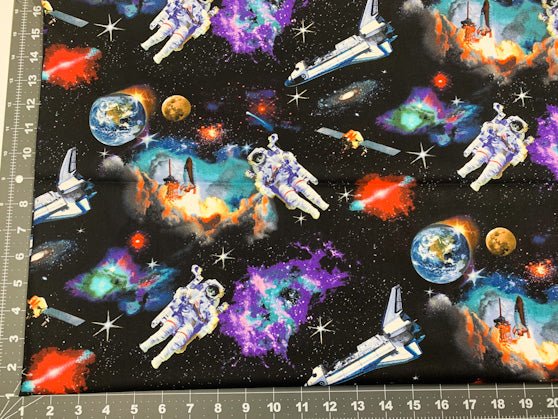 In Space fabric 1298 Astronaut fabric - Mary Jo Fabrics