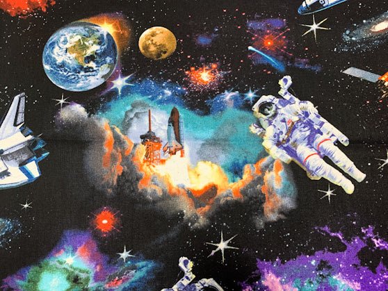 In Space fabric 1298 Astronaut fabric - Mary Jo Fabrics