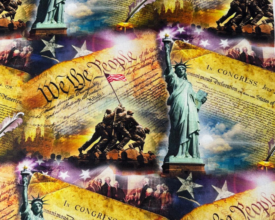 Iwo Jima Liberty fabric 3799 Patriotic quilt fabric Military cotton fabric - Mary Jo Fabrics