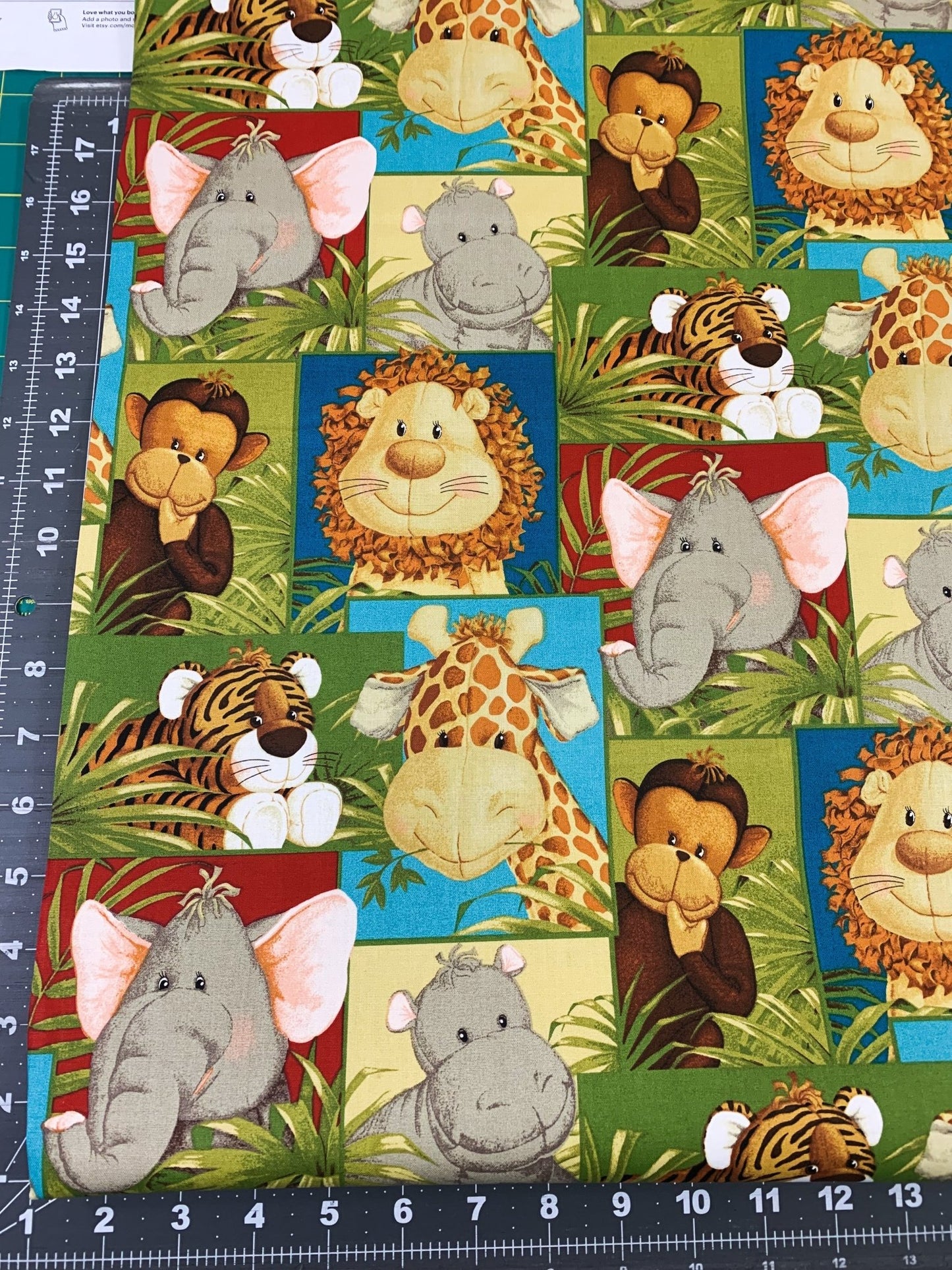 Jungle Baby fabric 687E baby animal nursery cotton fabric - Mary Jo Fabrics