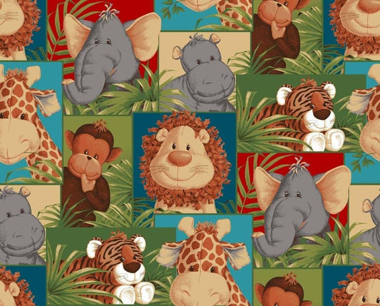 Jungle Baby fabric 687E baby animal nursery cotton fabric - Mary Jo Fabrics