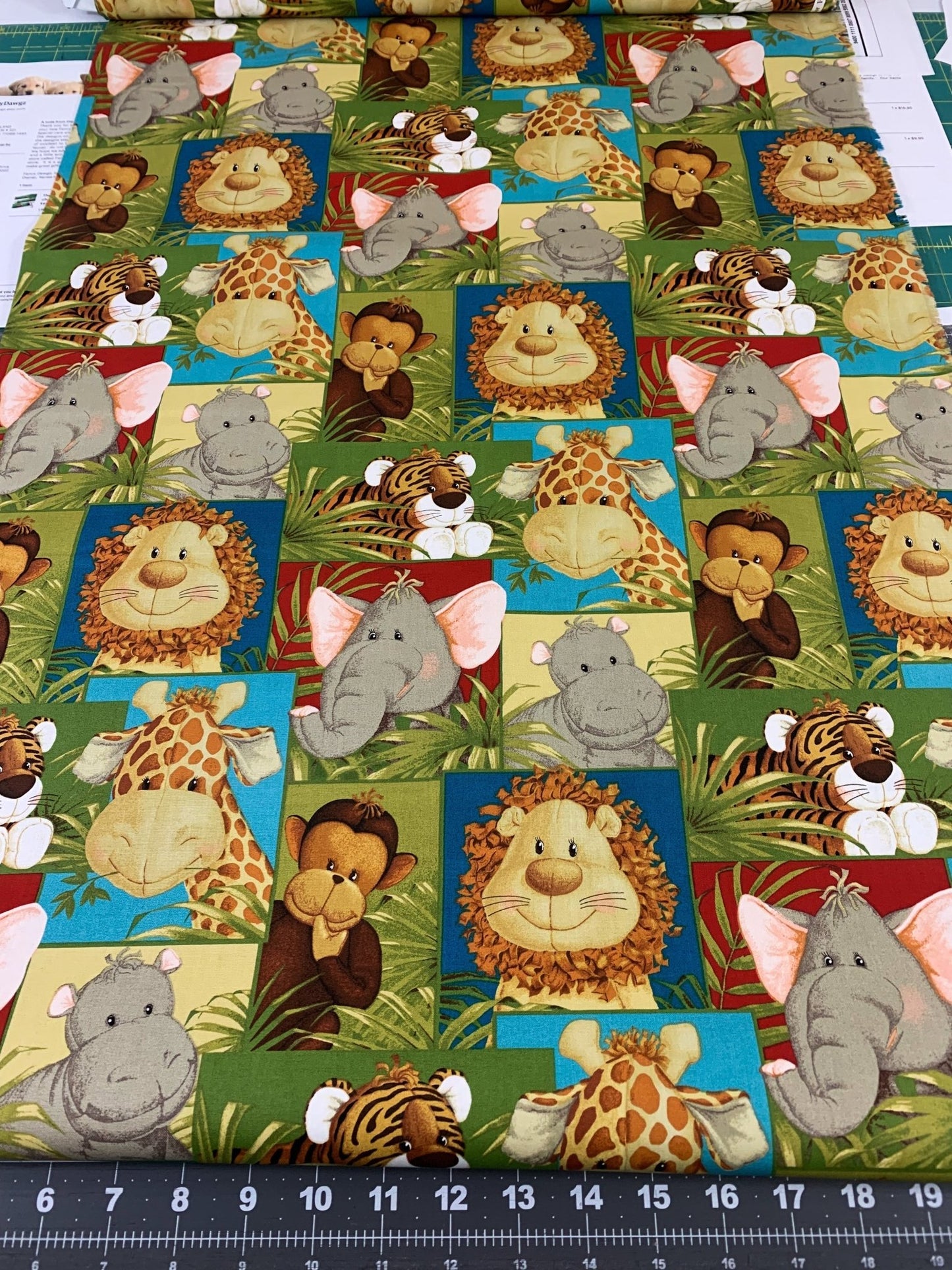 Jungle Baby fabric 687E baby animal nursery cotton fabric - Mary Jo Fabrics